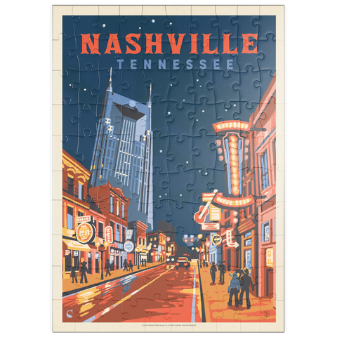 Darstellung des Puzzle Motivs Nashville, TN: Broadway Lights, Vintage Poster puzzleplate Nashville, TN: Broadway Lights, Vintage Poster 100 Puzzle