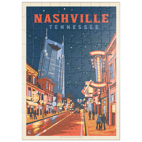 Darstellung des Puzzle Motivs Nashville, TN: Broadway Lights, Vintage Poster - Puzzleteile: 100