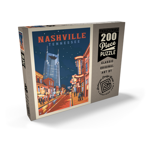 Darstellung des Puzzle Motivs Nashville, TN: Broadway Lights, Vintage Poster Nashville, TN: Broadway Lights, Vintage Poster 200 Puzzle Schachtel Ansicht2