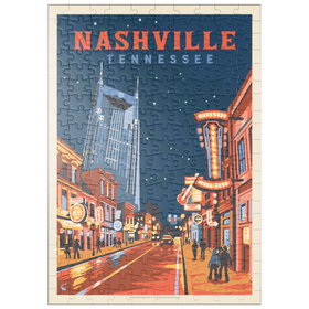 Darstellung des Puzzle Motivs Nashville, TN: Broadway Lights, Vintage Poster - Puzzleteile: 200