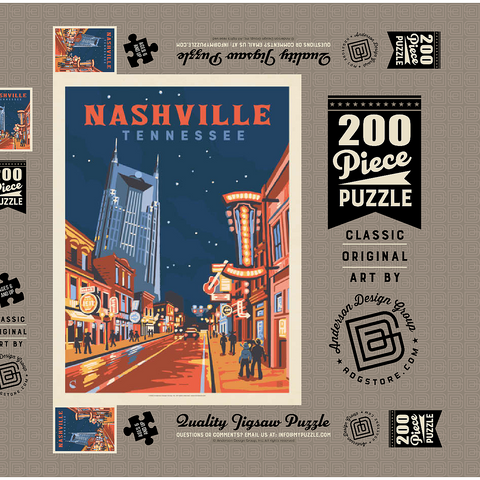 Darstellung des Puzzle Motivs Nashville, TN: Broadway Lights, Vintage Poster Nashville, TN: Broadway Lights, Vintage Poster 200 Puzzle Schachtel 3D Modell