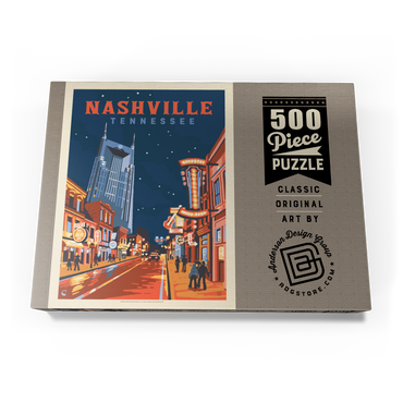 Darstellung des Puzzle Motivs Nashville, TN: Broadway Lights, Vintage Poster 500 Puzzle Schachtel Ansicht3