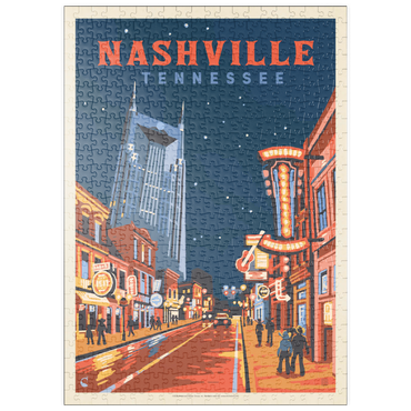 Darstellung des Puzzle Motivs puzzleplate Nashville, TN: Broadway Lights, Vintage Poster 500 Puzzle