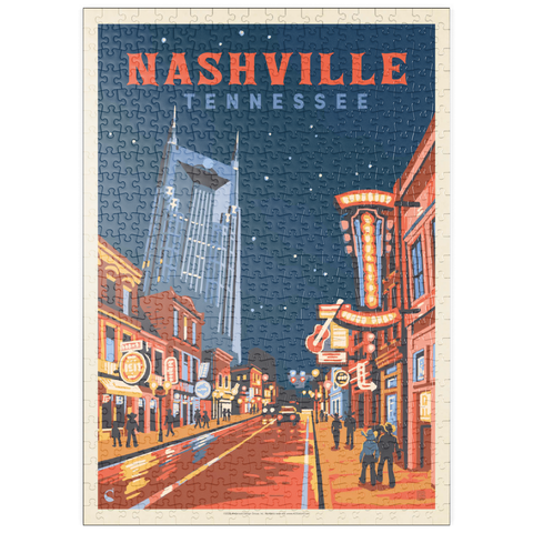 Darstellung des Puzzle Motivs Nashville, TN: Broadway Lights, Vintage Poster puzzleplate Nashville, TN: Broadway Lights, Vintage Poster 500 Puzzle