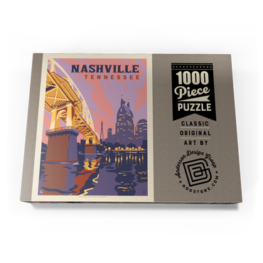 Darstellung des Puzzle Motivs Nashville, TN: Riverfront Evening, Vintage Poster 1000 Puzzle Schachtel Ansicht3
