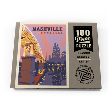 Darstellung des Puzzle Motivs Nashville, TN: Riverfront Evening, Vintage Poster 100 Puzzle Schachtel Ansicht3
