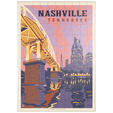 Darstellung des Puzzle Motivs puzzleplate Nashville, TN: Riverfront Evening, Vintage Poster 100 Puzzle