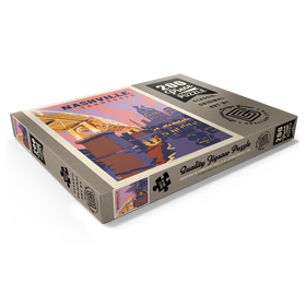 Darstellung des Puzzle Motivs Nashville, TN: Riverfront Evening, Vintage Poster - Puzzleteile: 200