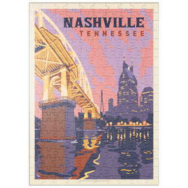 Darstellung des Puzzle Motivs puzzleplate Nashville, TN: Riverfront Evening, Vintage Poster 200 Puzzle