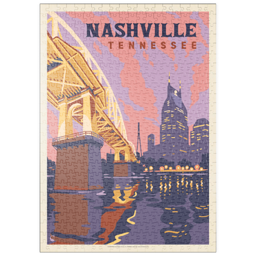 Darstellung des Puzzle Motivs puzzleplate Nashville, TN: Riverfront Evening, Vintage Poster 500 Puzzle