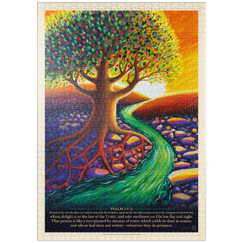 Darstellung des Puzzle Motivs Psalm 1:1-3, Vintage Poster puzzleplate Psalm 1:1-3, Vintage Poster 1000 Puzzle