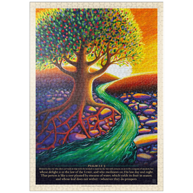 Darstellung des Puzzle Motivs Psalm 1:1-3, Vintage Poster - Puzzleteile: 1000
