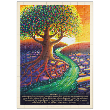 Darstellung des Puzzle Motivs puzzleplate Psalm 1:1-3, Vintage Poster 100 Puzzle
