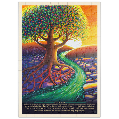 Darstellung des Puzzle Motivs Psalm 1:1-3, Vintage Poster puzzleplate Psalm 1:1-3, Vintage Poster 100 Puzzle