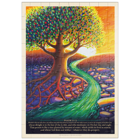 Darstellung des Puzzle Motivs Psalm 1:1-3, Vintage Poster - Puzzleteile: 100