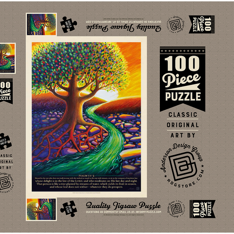 Darstellung des Puzzle Motivs Psalm 1:1-3, Vintage Poster Psalm 1:1-3, Vintage Poster 100 Puzzle Schachtel 3D Modell
