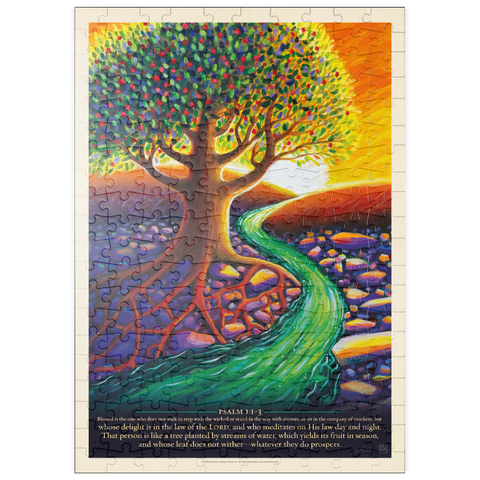 Darstellung des Puzzle Motivs Psalm 1:1-3, Vintage Poster puzzleplate Psalm 1:1-3, Vintage Poster 200 Puzzle