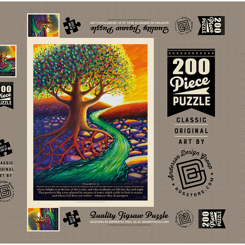 Darstellung des Puzzle Motivs Psalm 1:1-3, Vintage Poster Psalm 1:1-3, Vintage Poster 200 Puzzle Schachtel 3D Modell