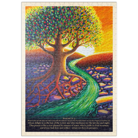 Darstellung des Puzzle Motivs Psalm 1:1-3, Vintage Poster puzzleplate Psalm 1:1-3, Vintage Poster 500 Puzzle
