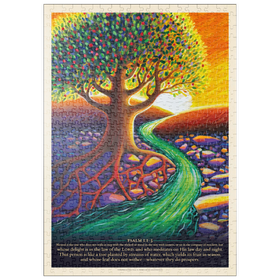 Darstellung des Puzzle Motivs Psalm 1:1-3, Vintage Poster - Puzzleteile: 500