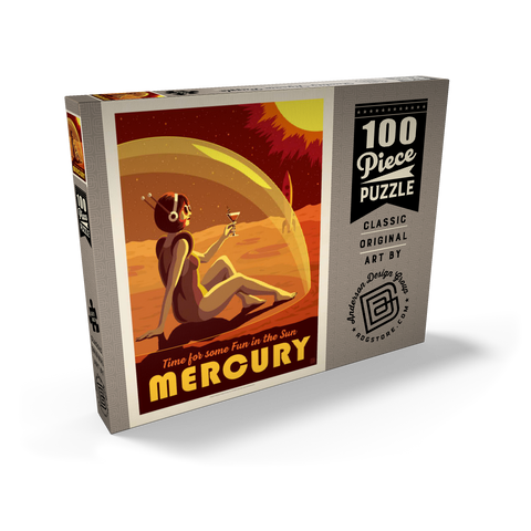 Darstellung des Puzzle Motivs Quecksilber: Spaß in der Sonne, Vintage Poster Mercury: Fun In The Sun, Vintage Poster 100 Puzzle Schachtel Ansicht2