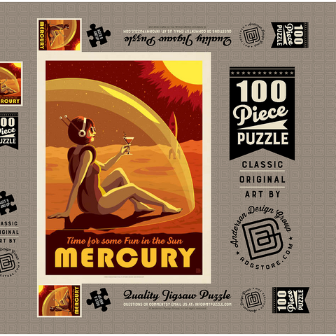 Darstellung des Puzzle Motivs Quecksilber: Spaß in der Sonne, Vintage Poster Mercury: Fun In The Sun, Vintage Poster 100 Puzzle Schachtel 3D Modell