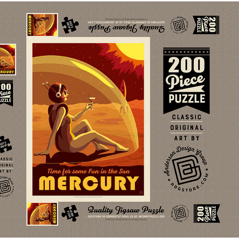 Darstellung des Puzzle Motivs Quecksilber: Spaß in der Sonne, Vintage Poster Mercury: Fun In The Sun, Vintage Poster 200 Puzzle Schachtel 3D Modell