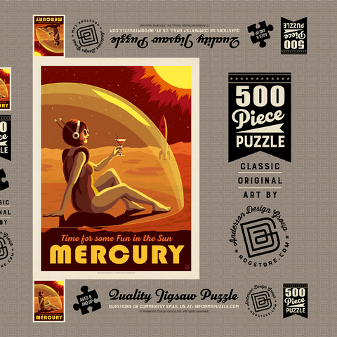 Darstellung des Puzzle Motivs Quecksilber: Spaß in der Sonne, Vintage Poster Mercury: Fun In The Sun, Vintage Poster 500 Puzzle Schachtel 3D Modell