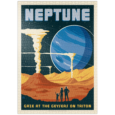 Darstellung des Puzzle Motivs Neptun: Die Geysire von Triton, Vintage Poster puzzleplate Neptune: The Geysers Of Triton, Vintage Poster 1000 Puzzle