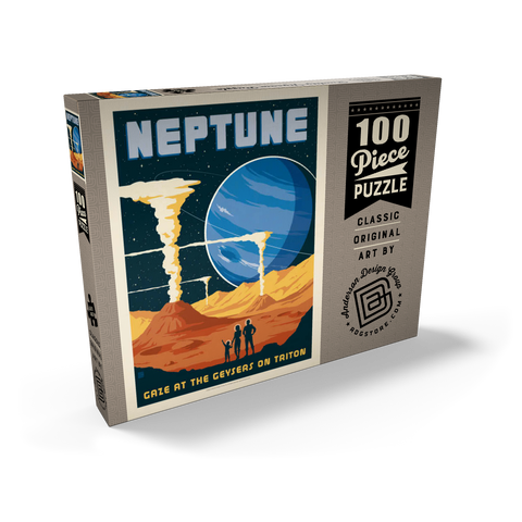Darstellung des Puzzle Motivs Neptun: Die Geysire von Triton, Vintage Poster Neptune: The Geysers Of Triton, Vintage Poster 100 Puzzle Schachtel Ansicht2