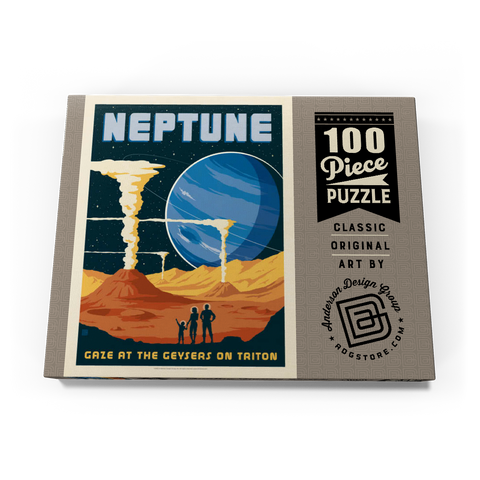 Darstellung des Puzzle Motivs Neptun: Die Geysire von Triton, Vintage Poster Neptune: The Geysers Of Triton, Vintage Poster 100 Puzzle Schachtel Ansicht3
