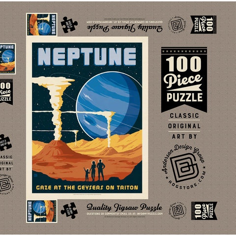 Darstellung des Puzzle Motivs Neptun: Die Geysire von Triton, Vintage Poster Neptune: The Geysers Of Triton, Vintage Poster 100 Puzzle Schachtel 3D Modell