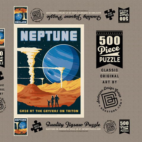 Darstellung des Puzzle Motivs Neptun: Die Geysire von Triton, Vintage Poster Neptune: The Geysers Of Triton, Vintage Poster 500 Puzzle Schachtel 3D Modell