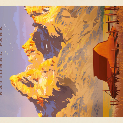 Darstellung des Puzzle Motivs Grand Teton National Park: Scheune, Vintage Poster Grand Teton National Park: Barn, Vintage Poster 100 Puzzle 3D Modell