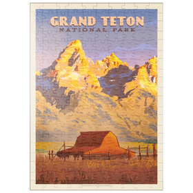 Darstellung des Puzzle Motivs Grand Teton National Park: Scheune, Vintage Poster - Puzzleteile: 200