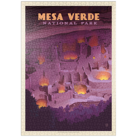 Darstellung des Puzzle-Motivs Mesa Verde Nationalpark: Abendrot, Vintage Poster – Puzzleteile: 1000
