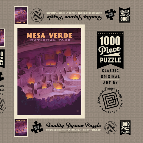 Darstellung des Puzzle Motivs Mesa Verde Nationalpark: Abendrot, Vintage Poster Mesa Verde National Park: Evening Glow, Vintage Poster 1000 Puzzle Schachtel 3D Modell