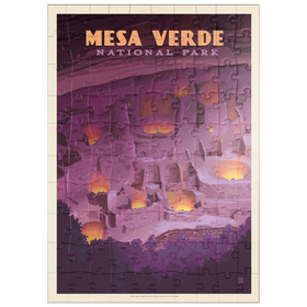 Darstellung des Puzzle Motivs Mesa Verde Nationalpark: Abendrot, Vintage Poster - Puzzleteile: 100
