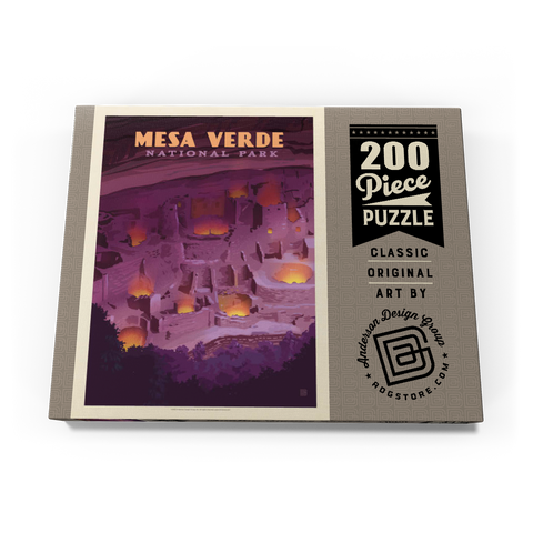 Darstellung des Puzzle Motivs Mesa Verde Nationalpark: Abendrot, Vintage Poster Mesa Verde National Park: Evening Glow, Vintage Poster 200 Puzzle Schachtel Ansicht3