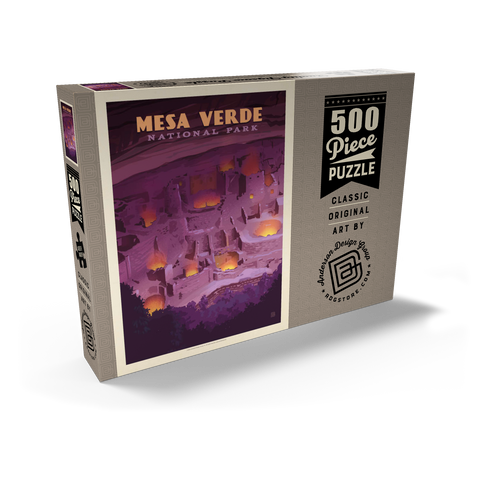 Darstellung des Puzzle Motivs Mesa Verde Nationalpark: Abendrot, Vintage Poster Mesa Verde National Park: Evening Glow, Vintage Poster 500 Puzzle Schachtel Ansicht2