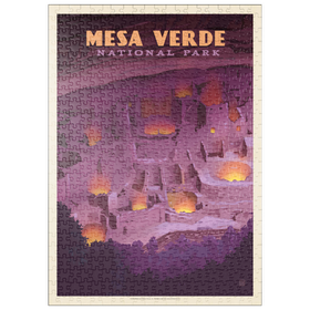 Darstellung des Puzzle Motivs Mesa Verde Nationalpark: Abendrot, Vintage Poster - Puzzleteile: 500
