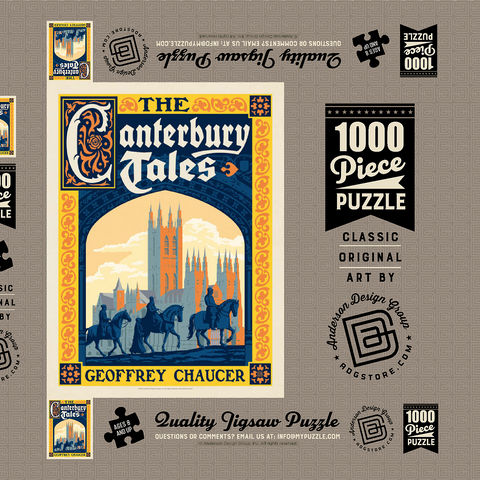 Darstellung des Puzzle Motivs Die Canterbury-Erzählungen: Geoffrey Chaucer, Vintage Poster The Canterbury Tales: Geoffrey Chaucer, Vintage Poster 1000 Puzzle Schachtel 3D Modell