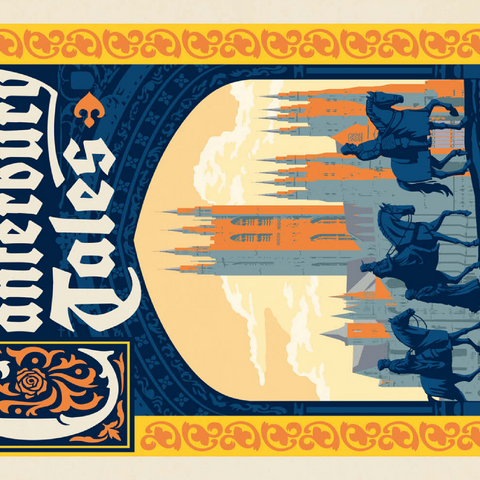 Darstellung des Puzzle Motivs Die Canterbury-Erzählungen: Geoffrey Chaucer, Vintage Poster The Canterbury Tales: Geoffrey Chaucer, Vintage Poster 100 Puzzle 3D Modell