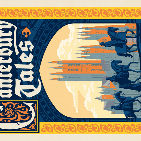 Darstellung des Puzzle Motivs Die Canterbury-Erzählungen: Geoffrey Chaucer, Vintage Poster The Canterbury Tales: Geoffrey Chaucer, Vintage Poster 200 Puzzle 3D Modell