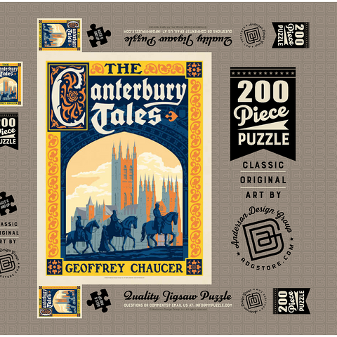 Darstellung des Puzzle Motivs Die Canterbury-Erzählungen: Geoffrey Chaucer, Vintage Poster The Canterbury Tales: Geoffrey Chaucer, Vintage Poster 200 Puzzle Schachtel 3D Modell
