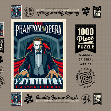 Darstellung des Puzzle Motivs The Phantom Of The Opera: Gaston Laroux, Vintage Poster 1000 Puzzle Schachtel 3D Modell