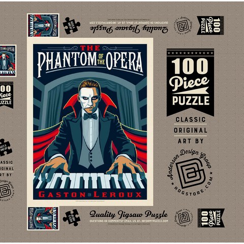Darstellung des Puzzle Motivs Das Phantom der Oper: Gaston Laroux, Vintage Poster The Phantom Of The Opera: Gaston Laroux, Vintage Poster 100 Puzzle Schachtel 3D Modell