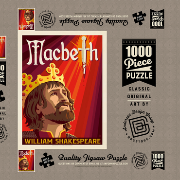 Darstellung des Puzzle Motivs MacBeth: William Shakespeare, Vintage Poster 1000 Puzzle Schachtel 3D Modell