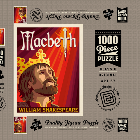 Darstellung des Puzzle Motivs MacBeth: William Shakespeare, Vintage Poster MacBeth: William Shakespeare, Vintage Poster 1000 Puzzle Schachtel 3D Modell