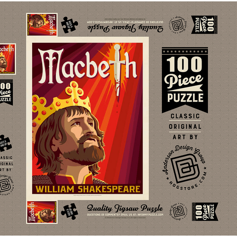 Darstellung des Puzzle Motivs MacBeth: William Shakespeare, Vintage Poster MacBeth: William Shakespeare, Vintage Poster 100 Puzzle Schachtel 3D Modell